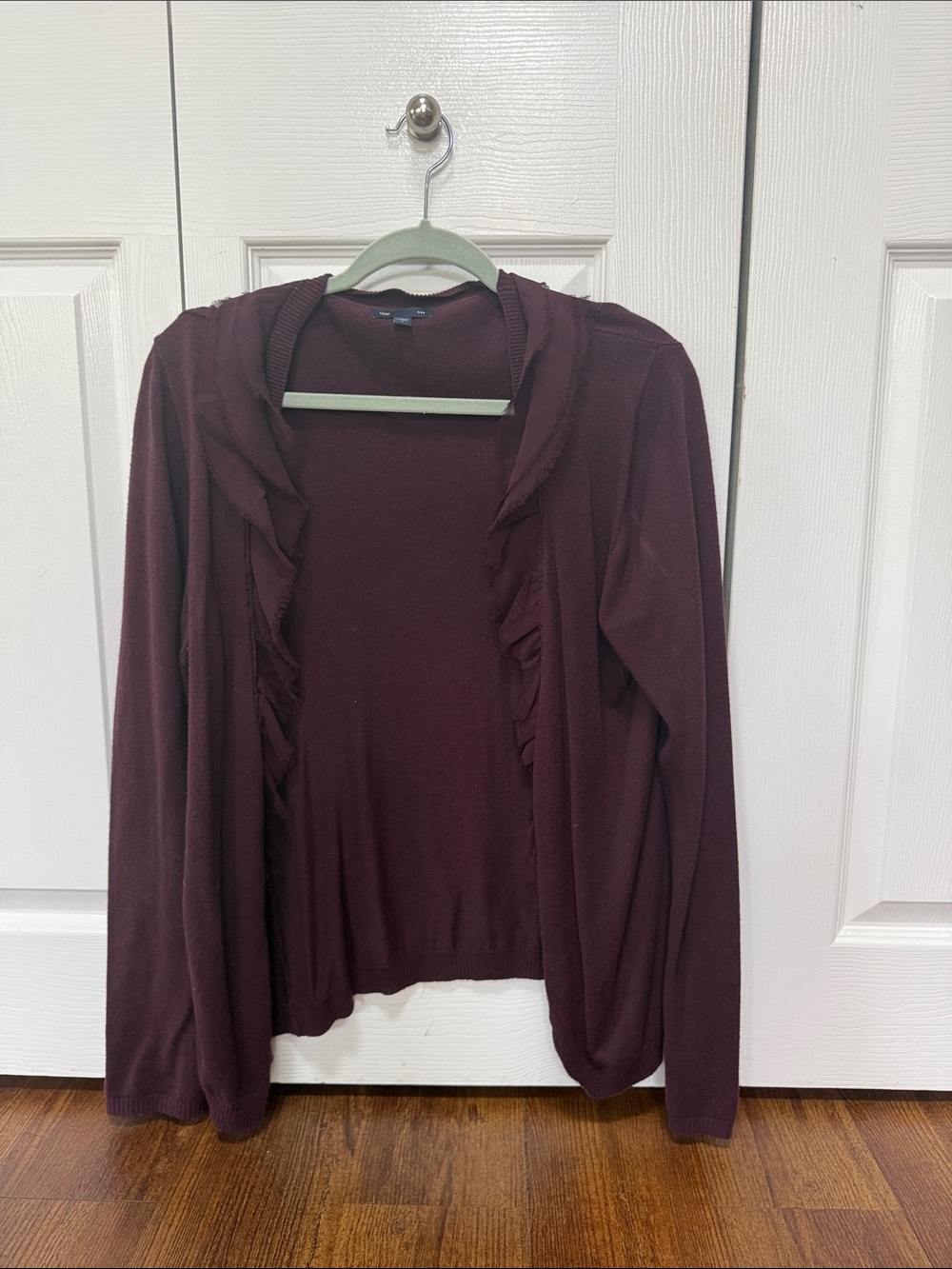 GAP Women's Ruffled Open Cardigan - Garnet